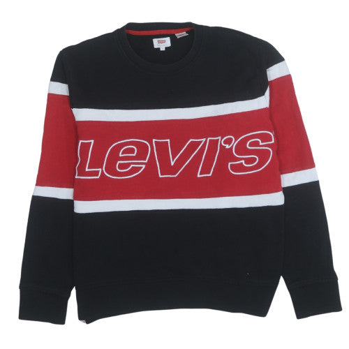 Levi's Men's Black Red Crew Neck Logo Sweatshirt Size S