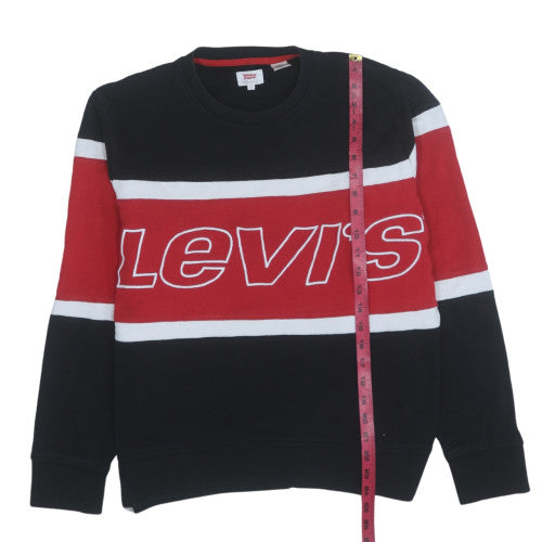 Levi's Men's Black Red Crew Neck Logo Sweatshirt Size S