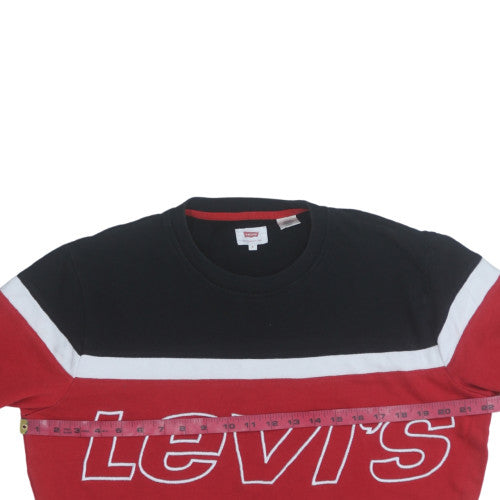 Levi's Men's Black Red Crew Neck Logo Sweatshirt Size S
