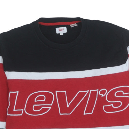 Levi's Men's Black Red Crew Neck Logo Sweatshirt Size S