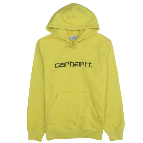 Carhartt Men's Yellow Pullover Hoodie L Fleece Logo Sweatshirt
