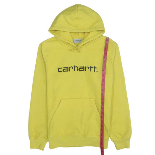 Carhartt Men's Yellow Pullover Hoodie L Fleece Logo Sweatshirt