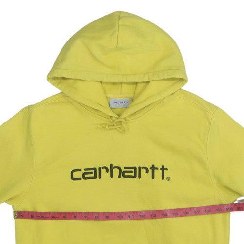 Carhartt Men's Yellow Pullover Hoodie L Fleece Logo Sweatshirt