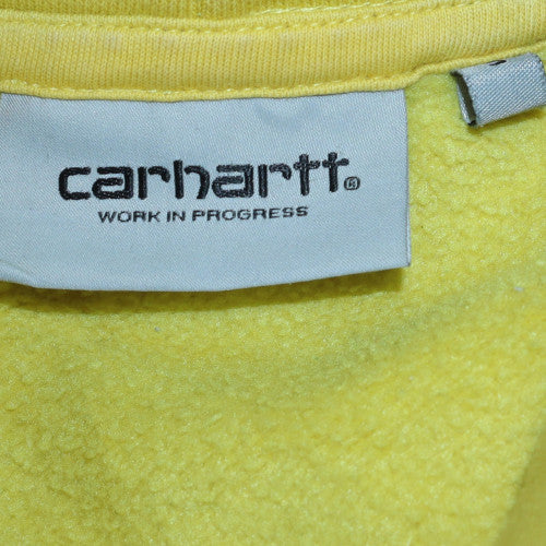 Carhartt Men's Yellow Pullover Hoodie L Fleece Logo Sweatshirt