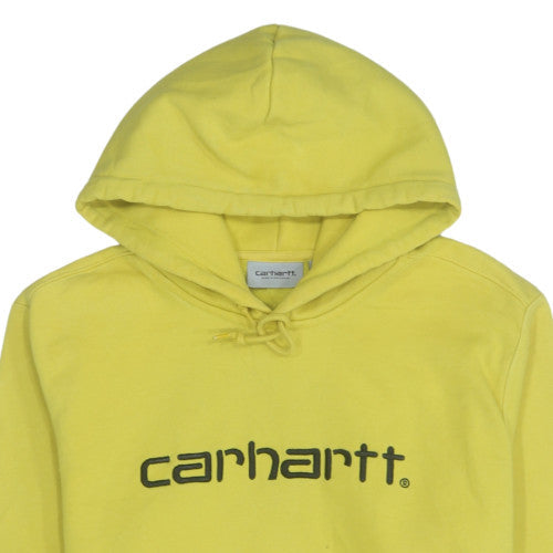 Carhartt Men's Yellow Pullover Hoodie L Fleece Logo Sweatshirt