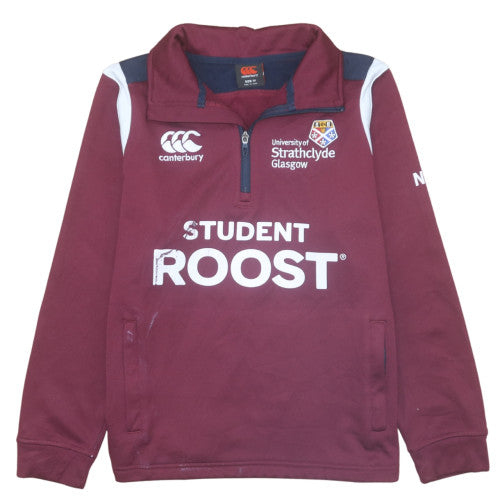 Canterbury Women's Burgundy 1/4 Zip Sweatshirt Size 14 University of Strathclyde