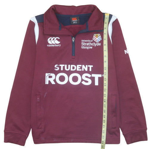 Canterbury Women's Burgundy 1/4 Zip Sweatshirt Size 14 University of Strathclyde