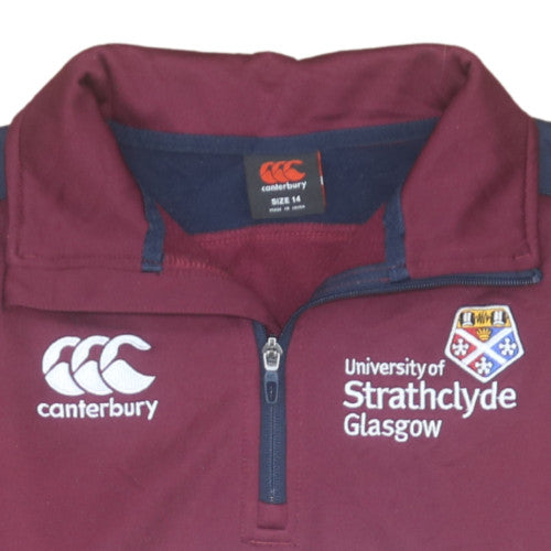 Canterbury Women's Burgundy 1/4 Zip Sweatshirt Size 14 University of Strathclyde