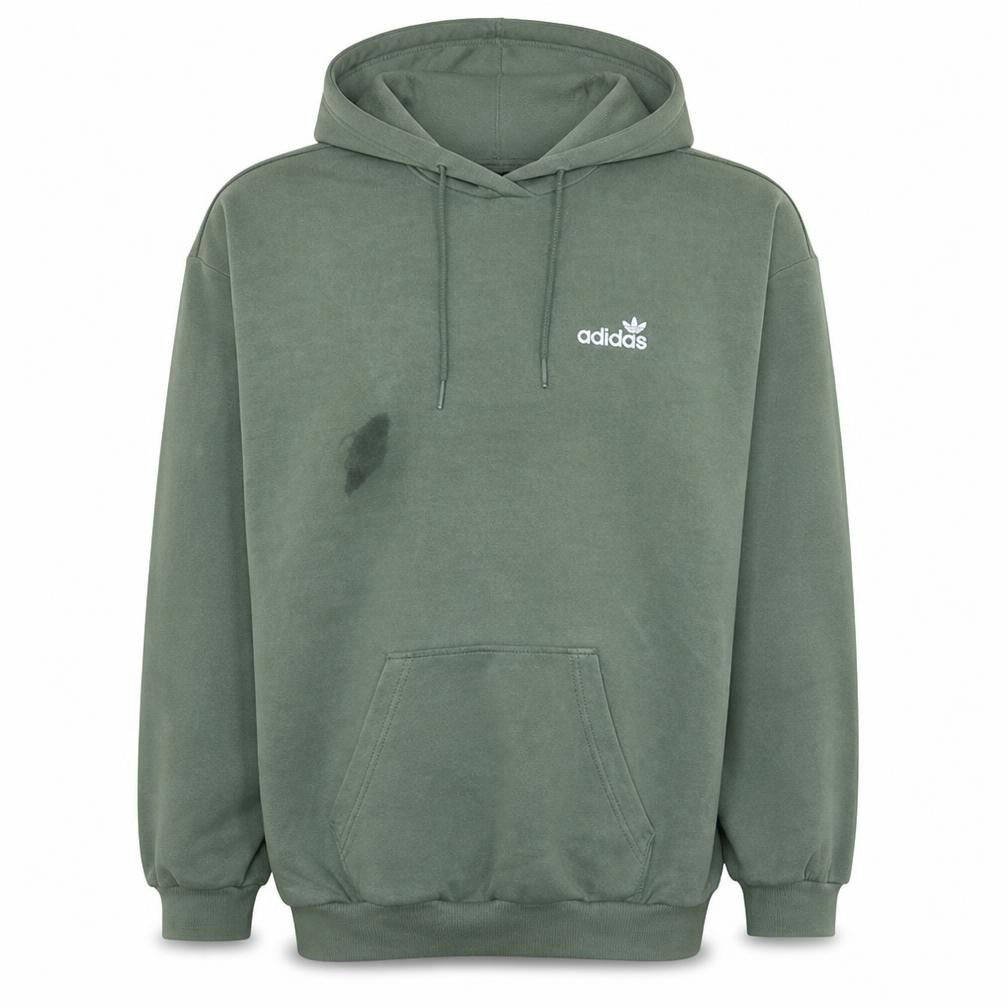 Front view of Adidas Men's Green Pullover Hoodie Small Logo Fleece Sweatshirt