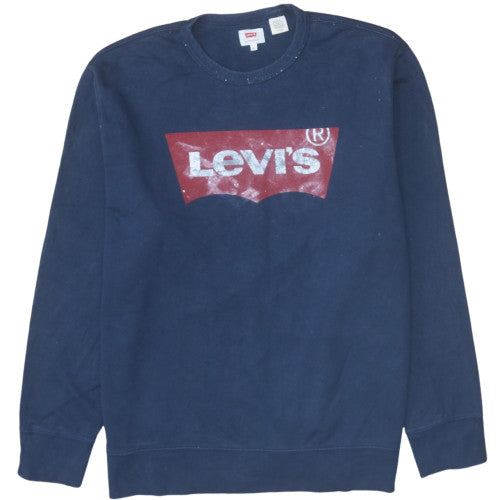 Levi's Men's Blue XL Crew Neck Logo Pullover Sweatshirt