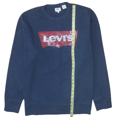 Levi's Men's Blue XL Crew Neck Logo Pullover Sweatshirt