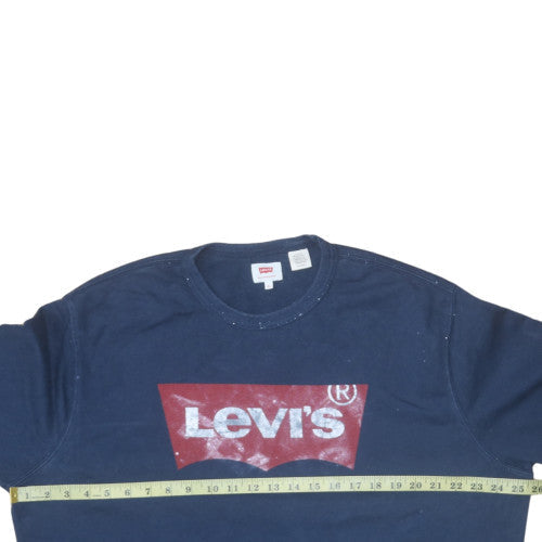Levi's Men's Blue XL Crew Neck Logo Pullover Sweatshirt