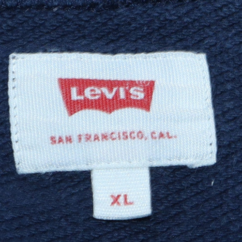 Levi's Men's Blue XL Crew Neck Logo Pullover Sweatshirt