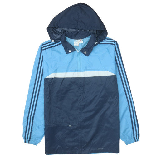 Adidas Men's Blue Windbreaker Jacket M Retro 90s Hooded Lightweight