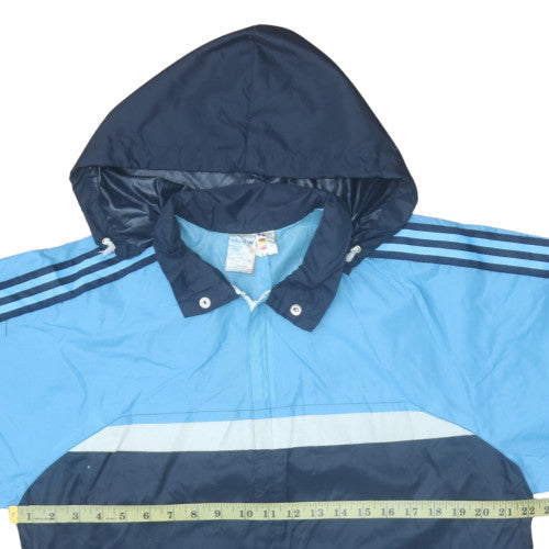 Adidas Men's Blue Windbreaker Jacket M Retro 90s Hooded Lightweight