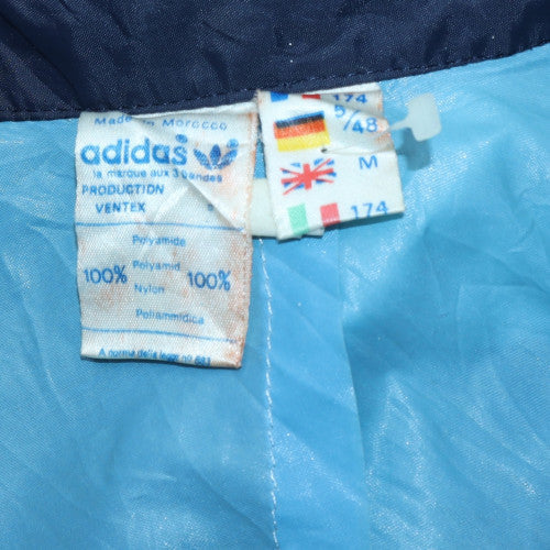 Adidas Men's Blue Windbreaker Jacket M Retro 90s Hooded Lightweight