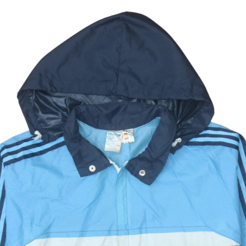 Adidas Men's Blue Windbreaker Jacket M Retro 90s Hooded Lightweight