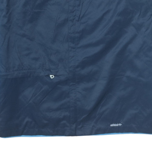 Adidas Men's Blue Windbreaker Jacket M Retro 90s Hooded Lightweight