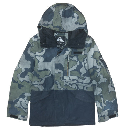 Quiksilver Men's Multicoloured Camouflage Waterproof Hooded Parka Jacket L