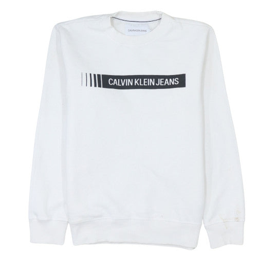Calvin Klein Jeans Men's White Logo Pullover Sweatshirt M