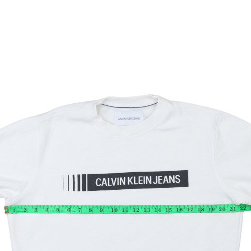 Calvin Klein Jeans Men's White Logo Pullover Sweatshirt M