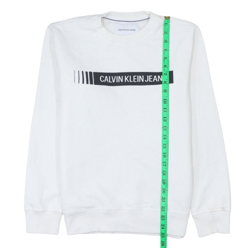 Calvin Klein Jeans Men's White Logo Pullover Sweatshirt M