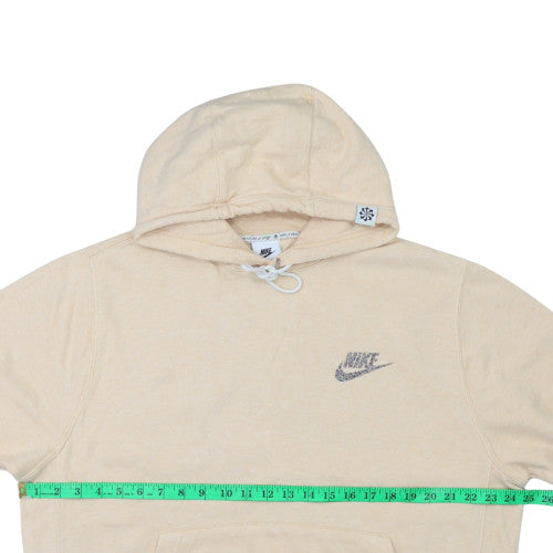 Nike Women Beige Pullover Hoodie L Cotton Blend Logo Hooded Sweatshirt