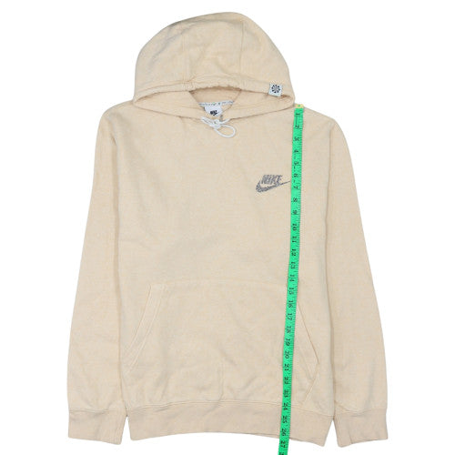 Nike Women Beige Pullover Hoodie L Cotton Blend Logo Hooded Sweatshirt