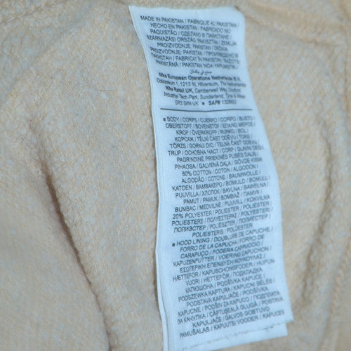Nike Women Beige Pullover Hoodie L Cotton Blend Logo Hooded Sweatshirt