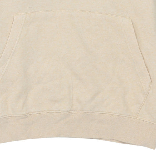 Nike Women Beige Pullover Hoodie L Cotton Blend Logo Hooded Sweatshirt