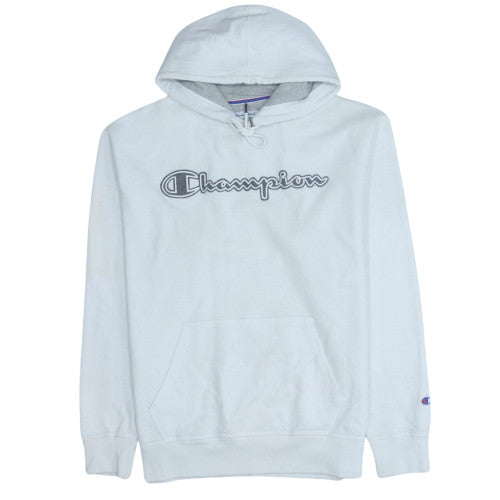 Champion Men's White Pullover Hoodie L Logo Graphic Sportswear