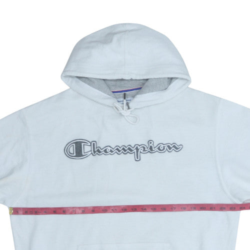 Champion Men's White Pullover Hoodie L Logo Graphic Sportswear