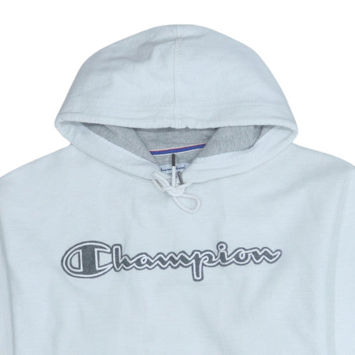 Champion Men's White Pullover Hoodie L Logo Graphic Sportswear