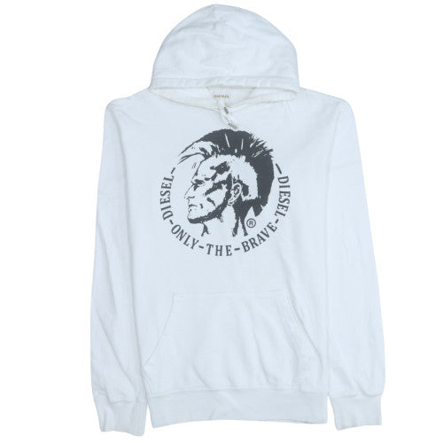 Diesel Mens White XL Pullover Hoodie Sweatshirt Graphic Logo