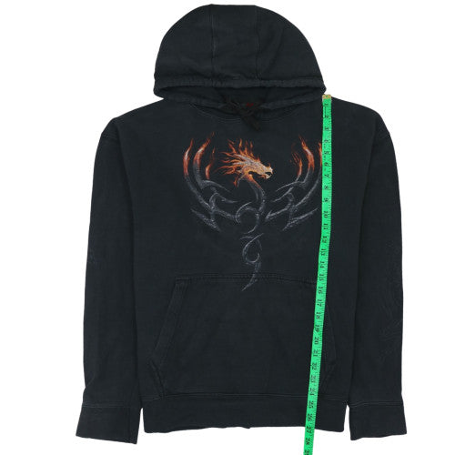 Spiral Men's Black Pullover Hoodie XL Dragon Gothic Fleece