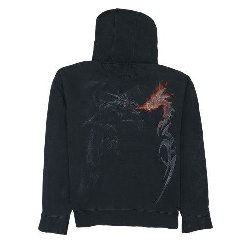 Spiral Men's Black Pullover Hoodie XL Dragon Gothic Fleece