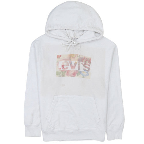 Levi's Women White Floral Logo Pullover Hoodie Medium