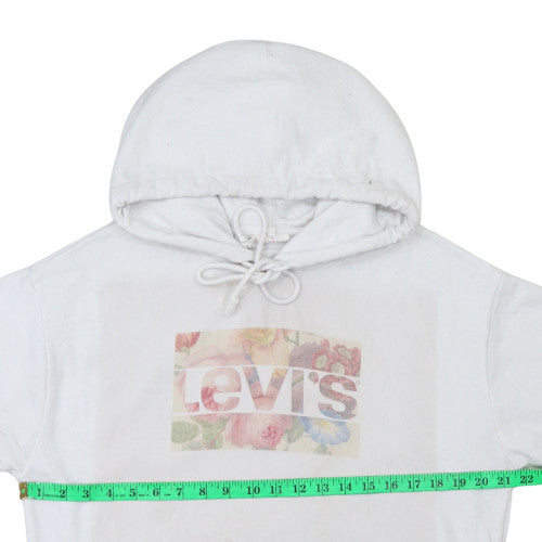 Levi's Women White Floral Logo Pullover Hoodie Medium