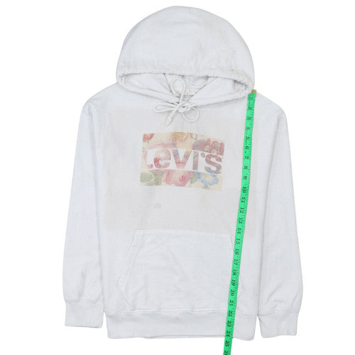 Levi's Women White Floral Logo Pullover Hoodie Medium