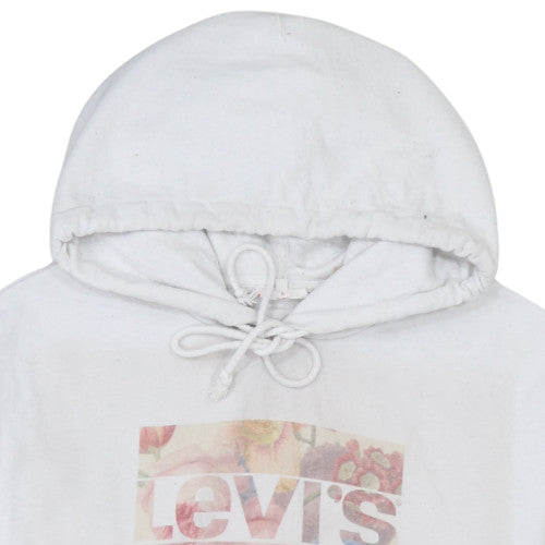 Levi's Women White Floral Logo Pullover Hoodie Medium
