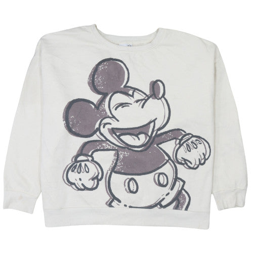 Disney Women’s White 2XL Mickey Mouse Crew Neck Sweatshirt