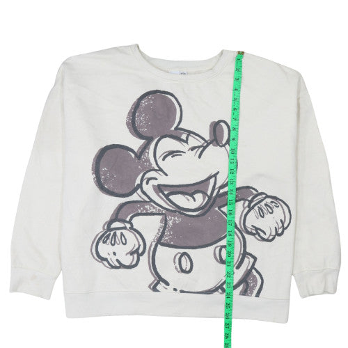 Disney Women’s White 2XL Mickey Mouse Crew Neck Sweatshirt