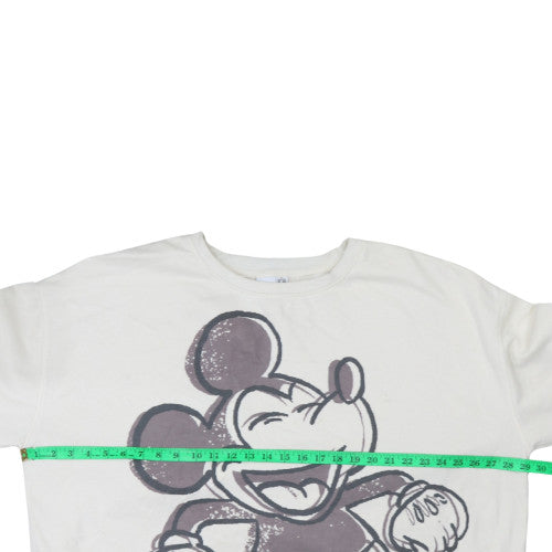 Disney Women’s White 2XL Mickey Mouse Crew Neck Sweatshirt