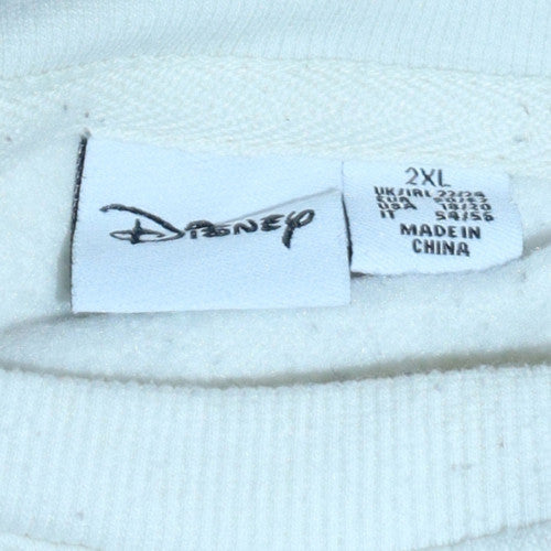 Disney Women’s White 2XL Mickey Mouse Crew Neck Sweatshirt