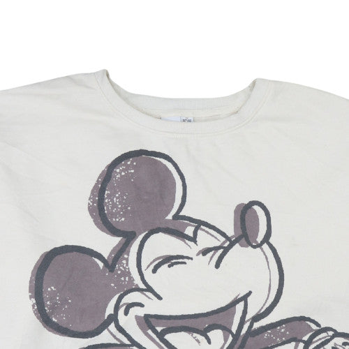 Disney Women’s White 2XL Mickey Mouse Crew Neck Sweatshirt