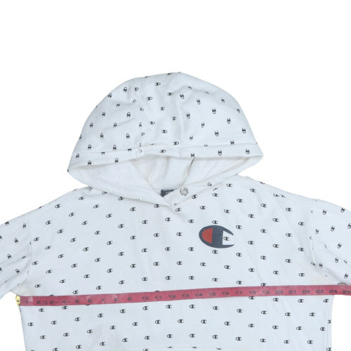 Champion Men's White Logo Pullover Hoodie Size L