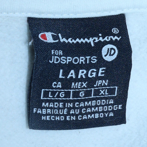 Champion Men's White Logo Pullover Hoodie Size L