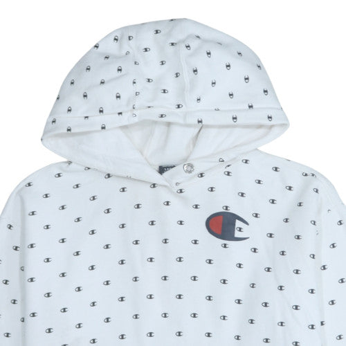 Champion Men's White Logo Pullover Hoodie Size L
