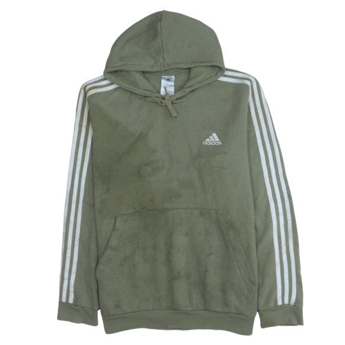 Adidas Mens Green Pullover Hoodie L Logo Fleece Sportswear