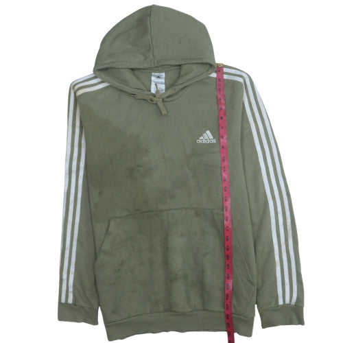 Adidas Mens Green Pullover Hoodie L Logo Fleece Sportswear